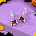 Kolczyki Srebrne 925 Halloween Szkielet z Czerwonym Sercem
