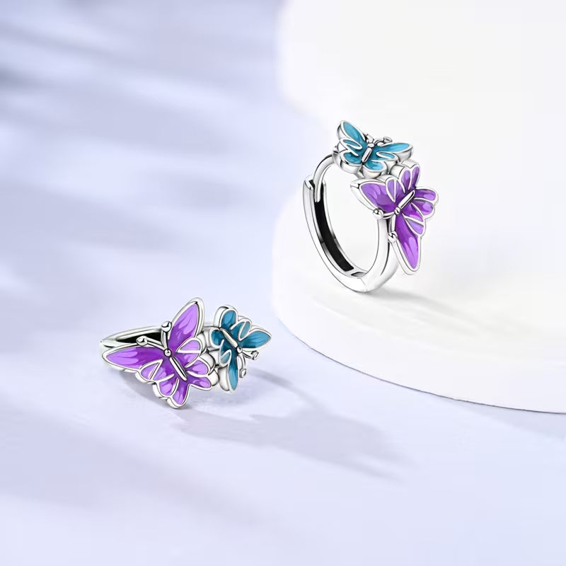 Kolczyki „Motyl” | Srebro Próby 925, Niebiesko-Fioletowe